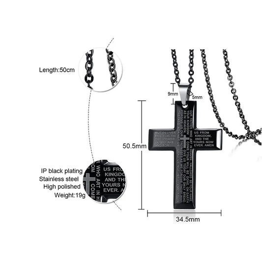Cruz grabada con oración del Padre Nuestro