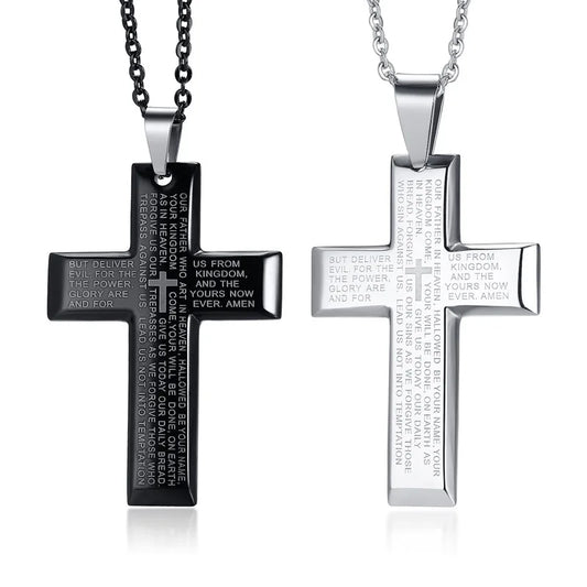 Cruz grabada con oración del Padre Nuestro